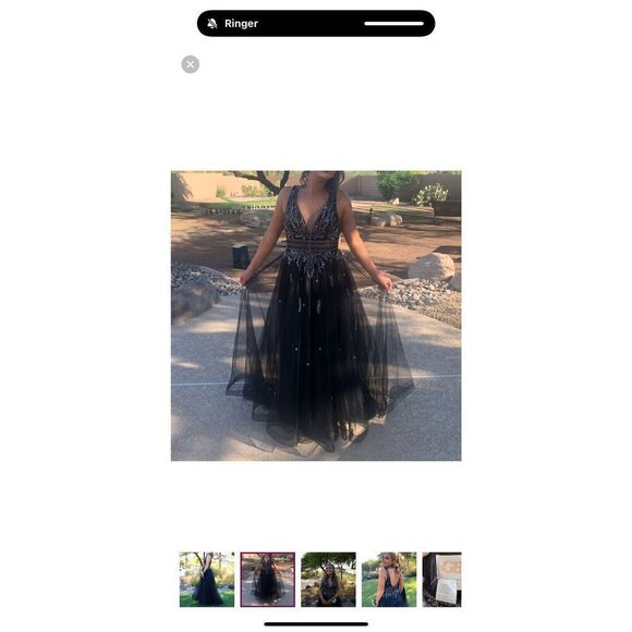 GB Size 3 Beaded Bodice Formal Gown Black Tulle Bottom Evening Special Occasion - Picture 3 of 16